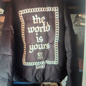 Scarface Tony Montana The World Is Yours Black Puffer Jacket